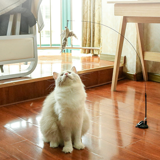 Detachable Feather Teaser Interactive Cat Toy With Strong Suction Cups