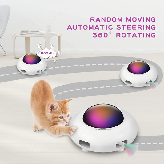 Automatic UFO Indoor Rotating Feather Cat Toy