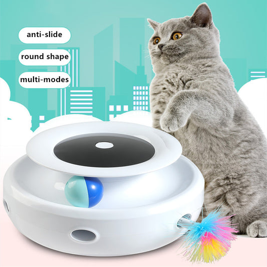 Electric Donut Disk Turntable Interactive Feather Cat Toy