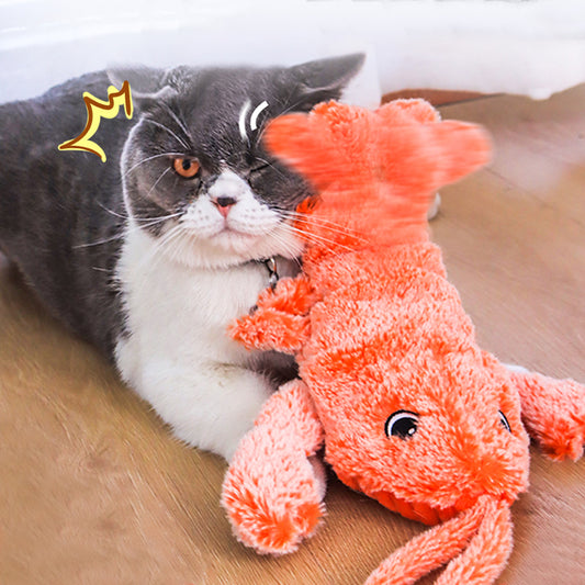 Jumping Lobster Plush USB Charging Interactive Cat Toy with Catnip